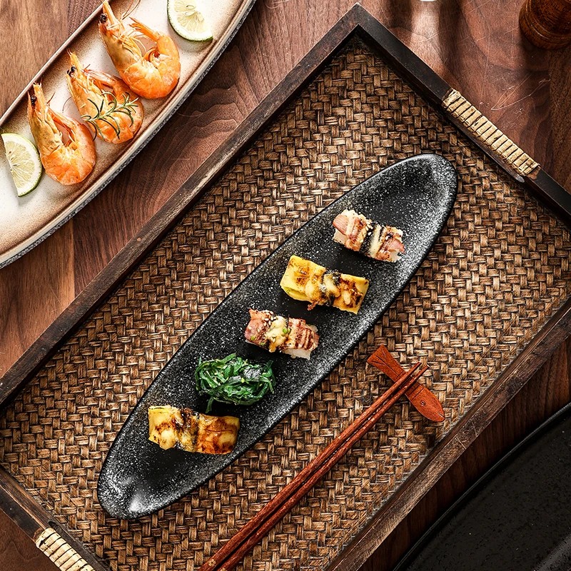 Japanese Sushi Plate Ceramic Display Dishes Serving Platters Restaurant