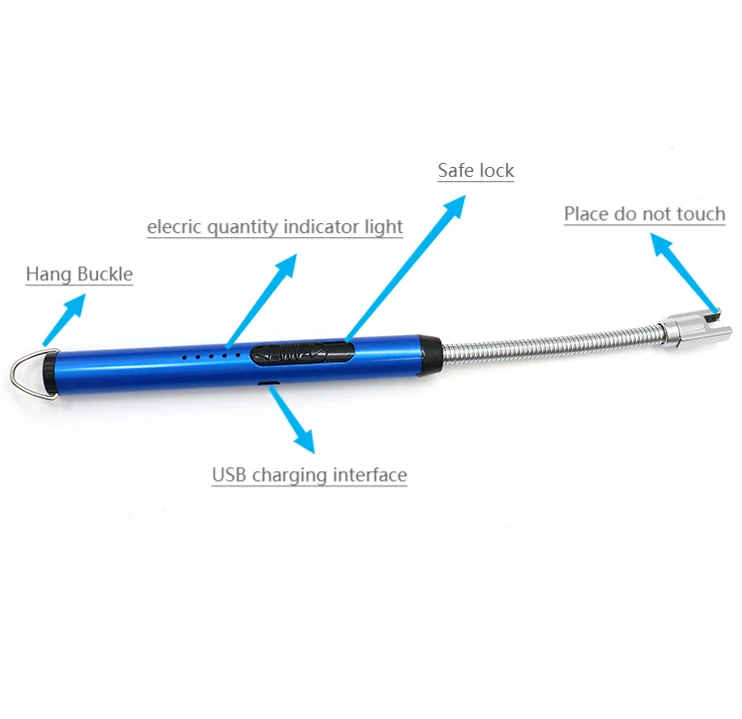 Windproof Portable Metal Long Electric Torch Lighter Cigarette Arc lighter Smoking Accessories Wholesale
