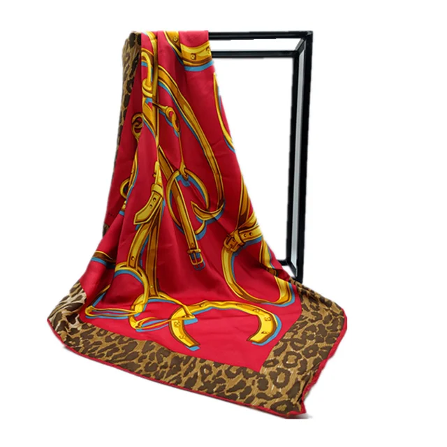 China Supplier Wholesale Multi Color Polyester Custom Printed Silk Scarf with Soft touch feeling  to Autumn