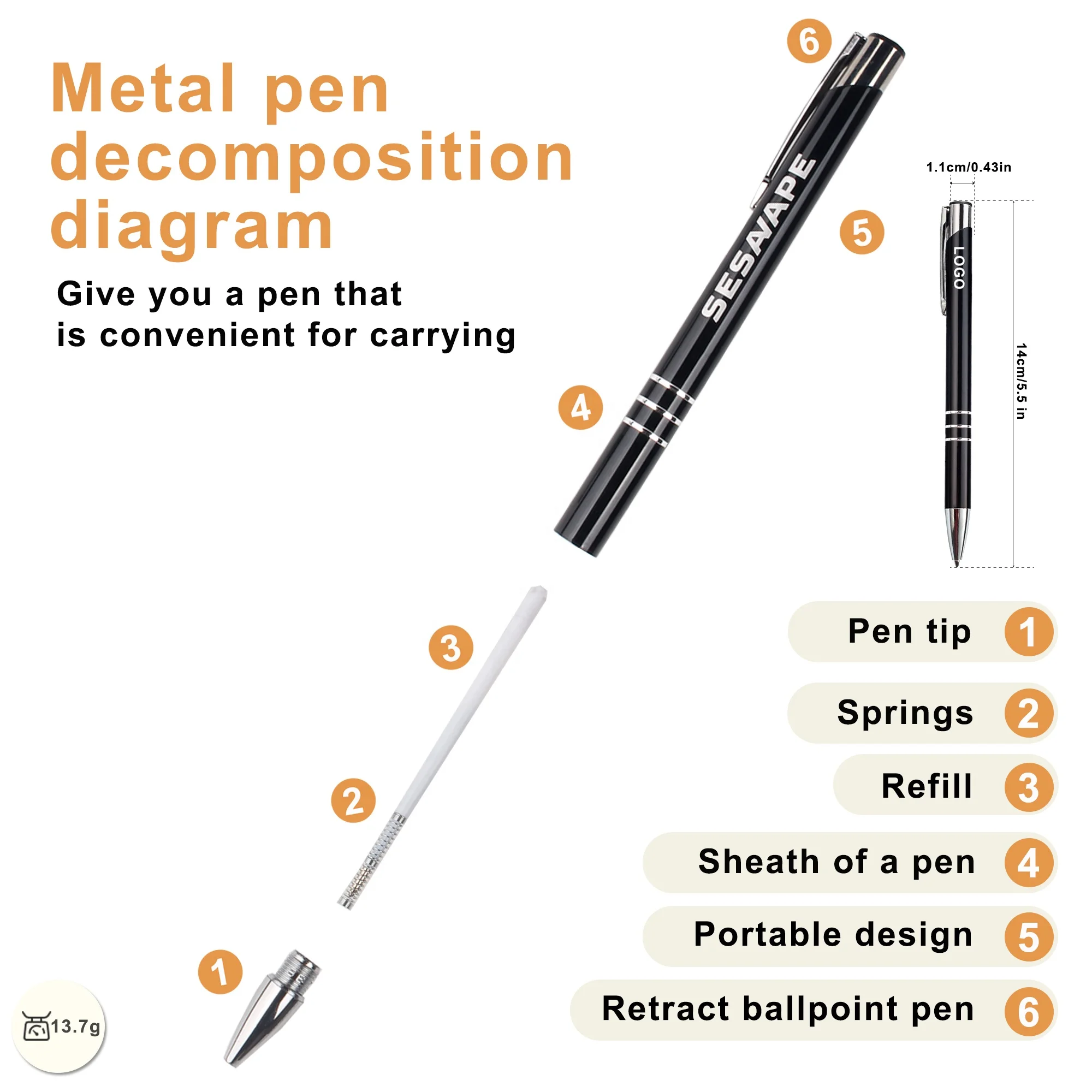 Custom Logo Metal Aluminum Ballpoint Pen Personalized Advertising Automotive Insurance Budget-Friendly Promotional Pen