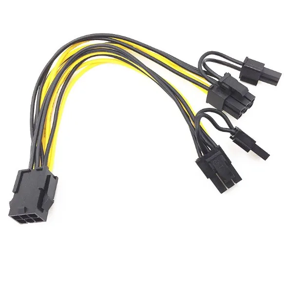 6 Pin to Dual PCIe 8 Pin (6+2) Graphics Card PCI Express Power Adapter GPU VGA Y-Splitter Extension Cable