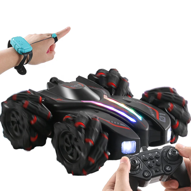 2.4GHz Dual-Sided Racing RC Car Four-Wheel Drive Stunt Toy with Dual Spray  & Gesture Sensor Remote Control New Product