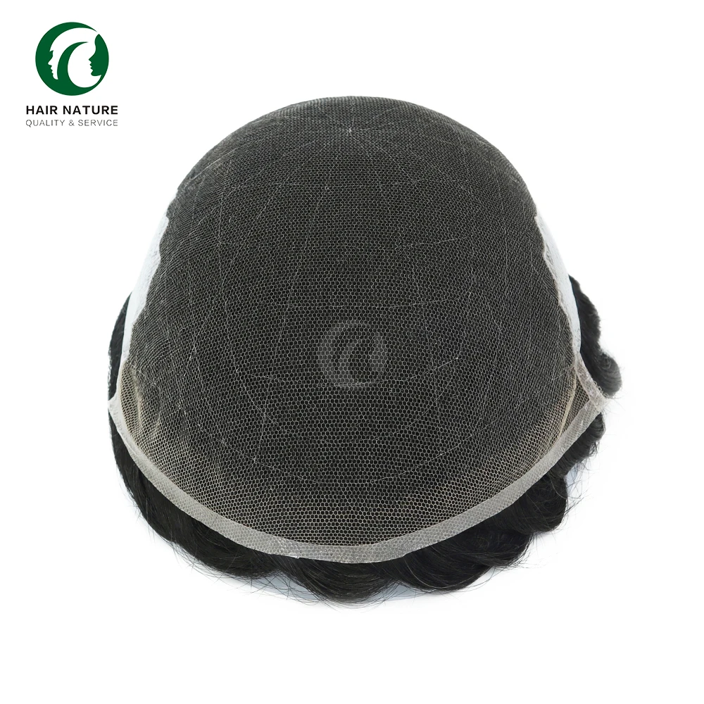 Q6 - Invisible Hairline Lace and  PU Men Toupee Indian Human Hair Unit Natural Breathable Hair Replacement System for Men