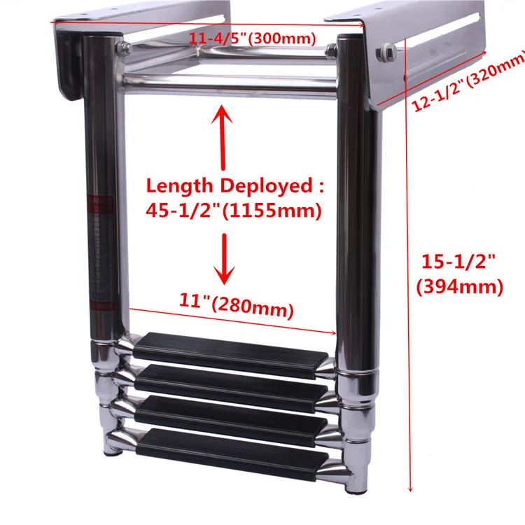 Морское оборудование, 316 лестница из нержавеющей стали с двумя трубчатыми ступенями, 4 ступеньки, лестницы для лодки-понтона