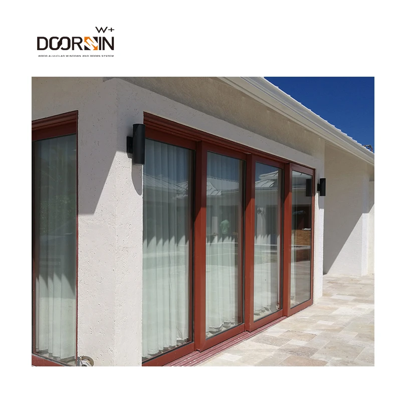 Popular CE Certified Entrance Doors Residential Thermal Break Save Energy Solid Wood Sliding Patio Doors