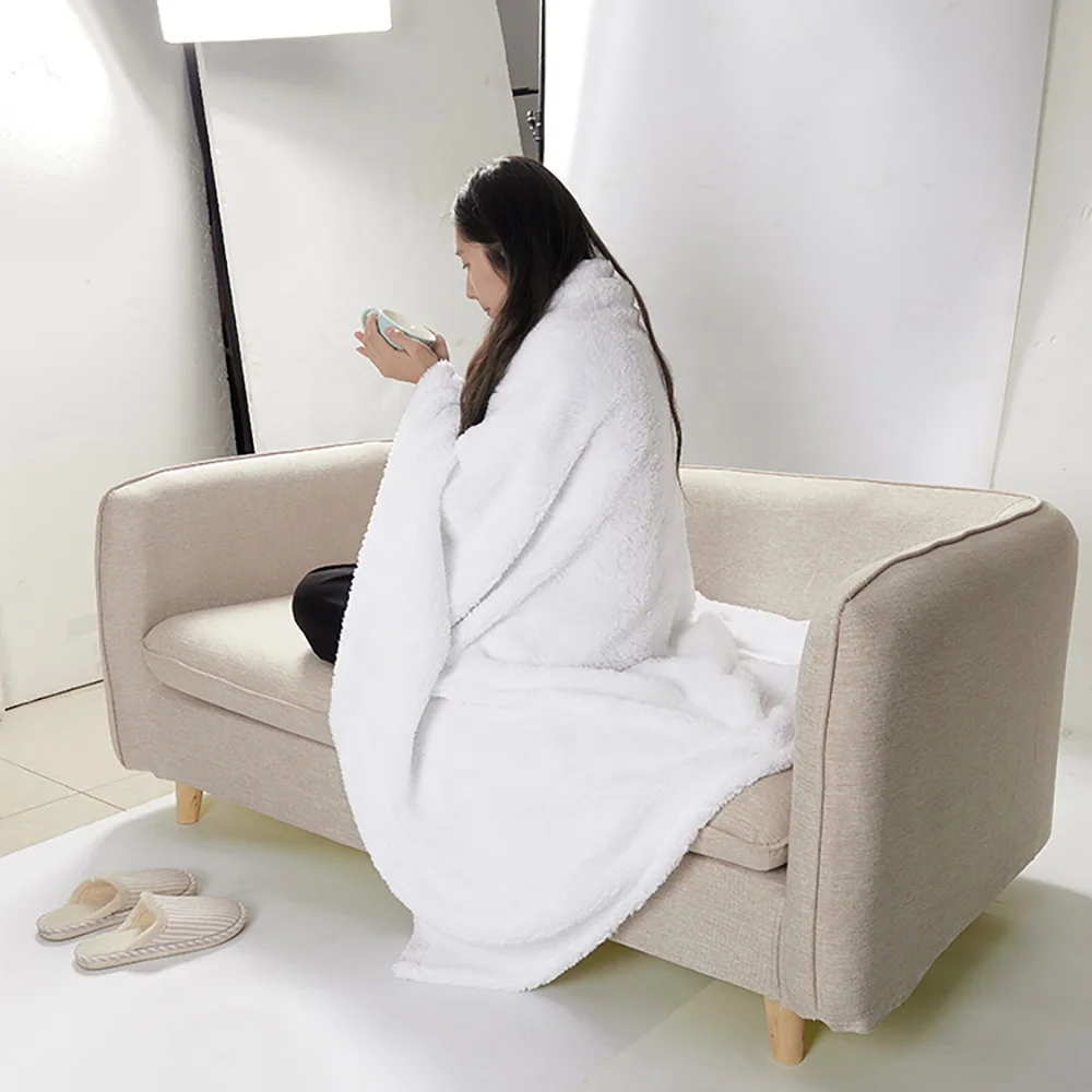 Prosub Super Soft Fleece Sherpa blanket Sublimation White Custom Print Photo Double Layer Sublimation Blank Baby Throw Blankets
