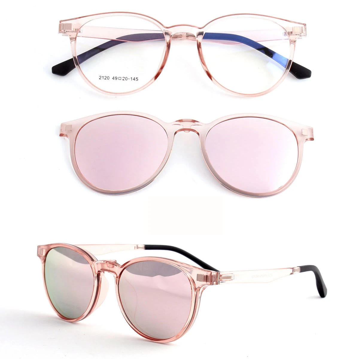 2022 Magnetic retro metal spectacle eyeglasses Magnet Polarized Lenses Clip On Sunglasses