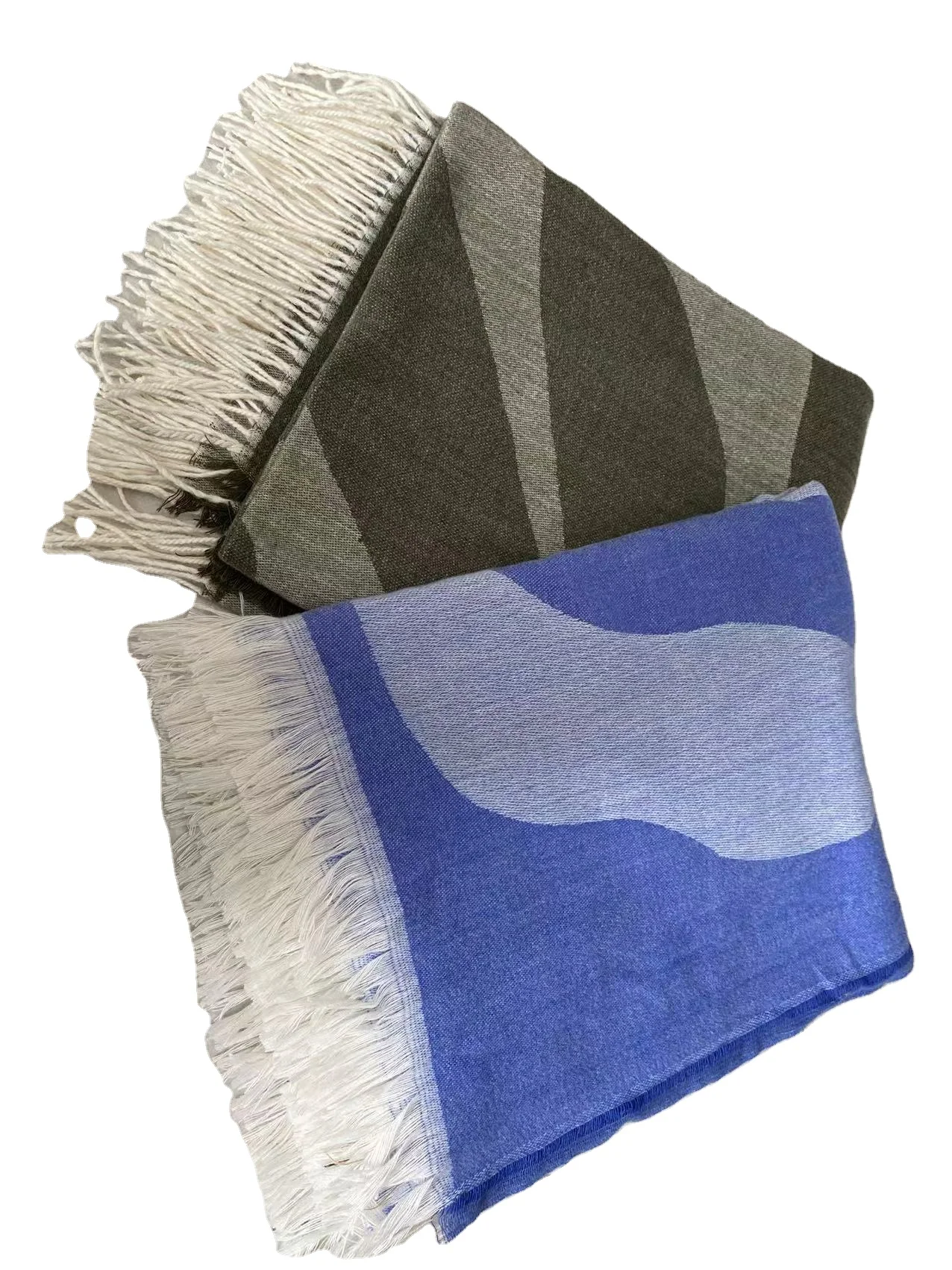 Custom Pattern Faux Cashmere Stone Plaid Acrylic Fireside Throw Blanket