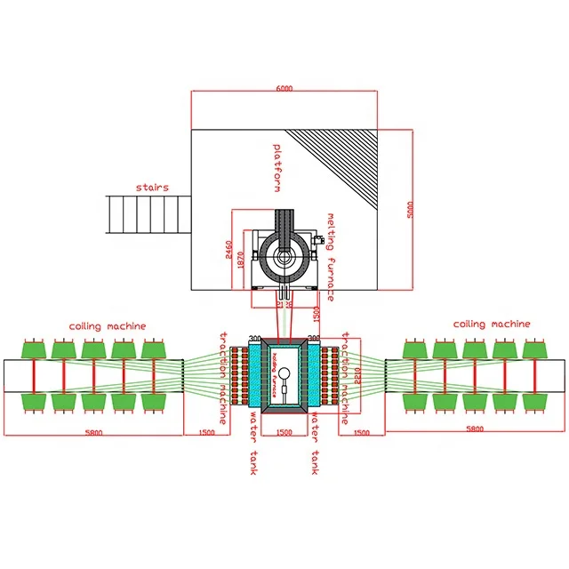 5T per day 9-20mm horizontal aluminum melting furnace aluminum rod bar horizontal continuous casting machine