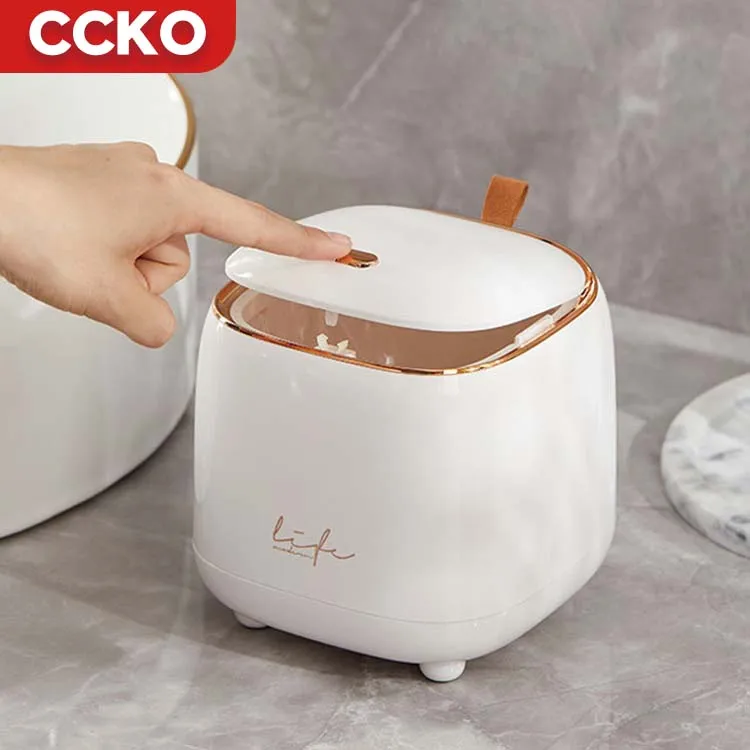 White 1.5L Household Kitchen Hotel Restaurant Toilet Car Plastic Waste Bins Garbage Bin Trash Bin Dustbin Mini Trash Can Desk