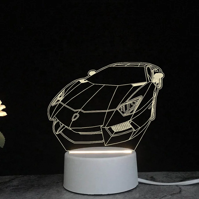 Креативная модель мотоциклетного автомобиля на заказ, 3D ночник, украшение для комнатной комнаты, светодиодная настольная лампа, подарочные светильники для детей