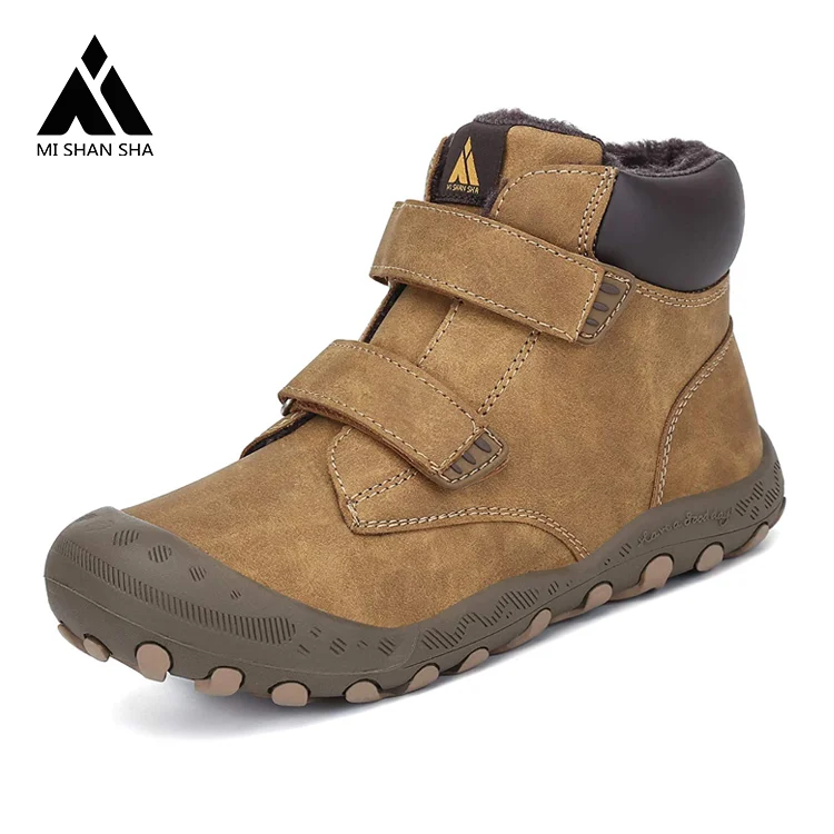Hot Sale Climbing  Trekking Suede Leather Waterproof Warm Outdoor Anti Slip Brown Hiking Shoes Boots for Girls Children