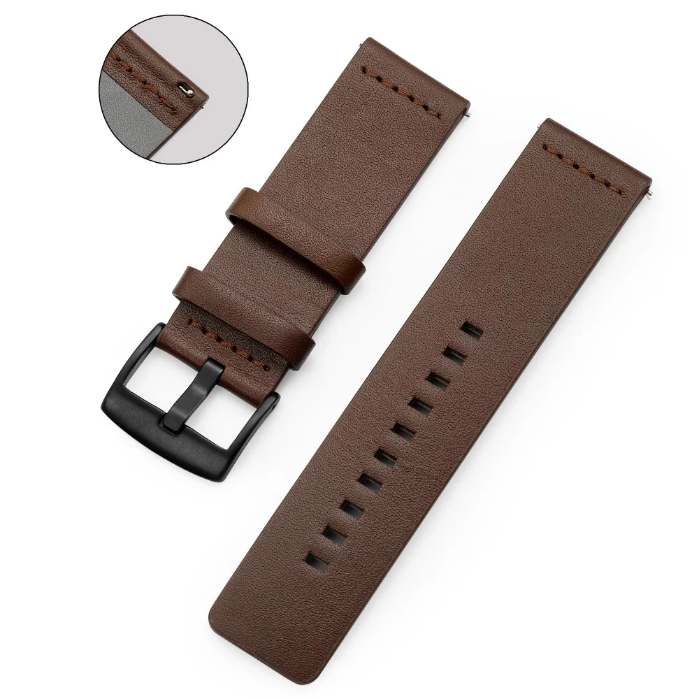 18mm 24mm Leather Watch band Strap for Samsung Galaxy Watch Active2 42 46mm Gear S3 20mm 22mm watch band