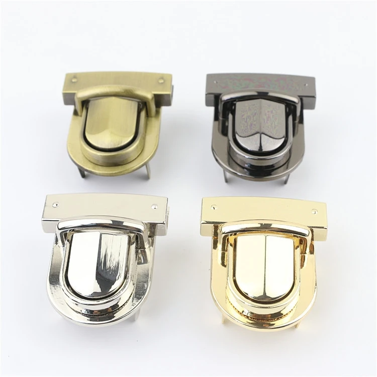 New Design Metal Bag Hardware Twist Lock Rectangle Handbag Metal Turn Lock for Handbags