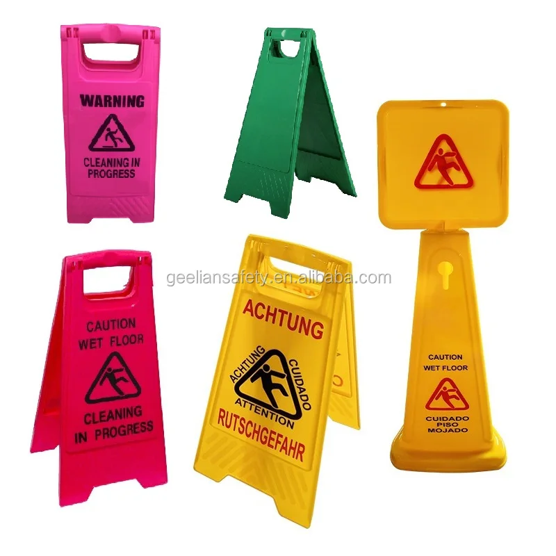 Yellow 2-sided Fold-out, Safety Sign, Caution Wet Floor 24-inch By 12-inch Cuadado Piso Mojado (4