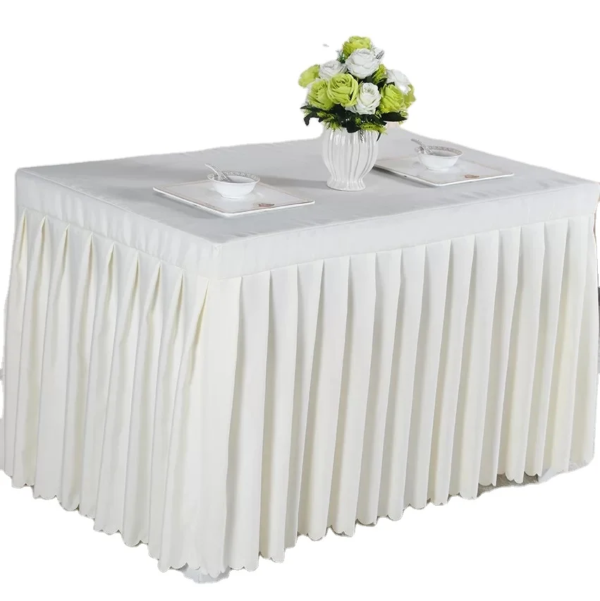Spandex Table Skirts White for Rectangle Tables Tablecloth 1 Piece Fitted Table Covers