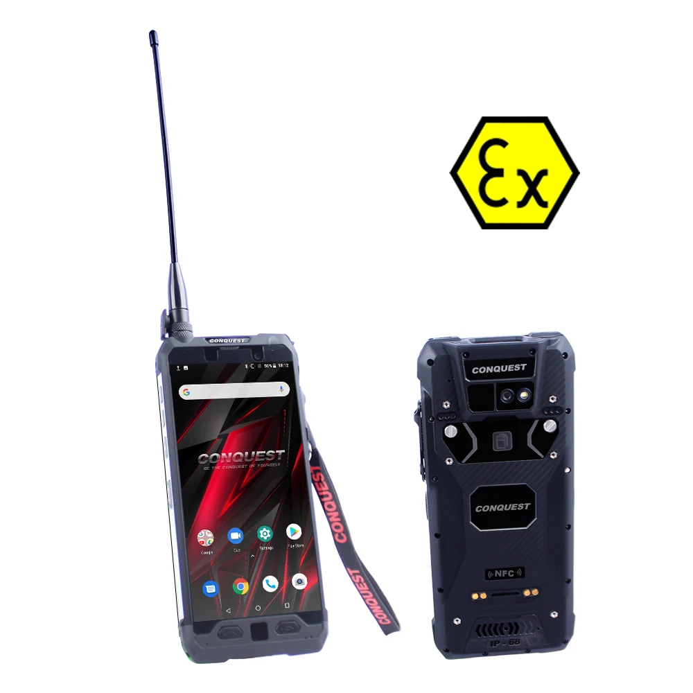 CONQUEST S19 ATEX Android8.1 rugged mobile phone IP68 waterproof POC walkie talkie dustproof mobile phone ruugged 9000mAh