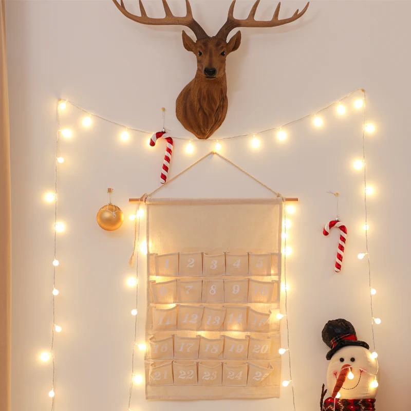 Wholesale Christmas Calendar With Pocket Cotton Christmas Decoration Wall Hanging Advent Calendar