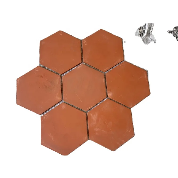 Antique square paving bricks of different colors red pottery clay floor tiles clay