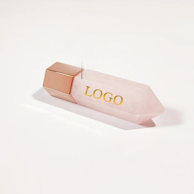 Natural Gemstone Essential Oil 10ml Roller On Perfume Roller Rose Quartz Crystal Bottle