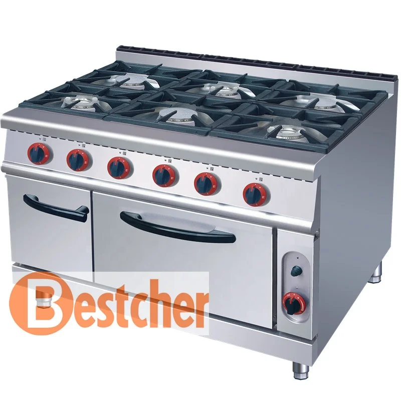 
 Bestcher буфетно-кухонное оборудование 6-горелка газовая плита с электрической духовкой в американском стиле горелки, сертификат Европейского соответствия, сертификат независимого Испытательного и сертификационного EC (ROHS) по запрещению применения опа