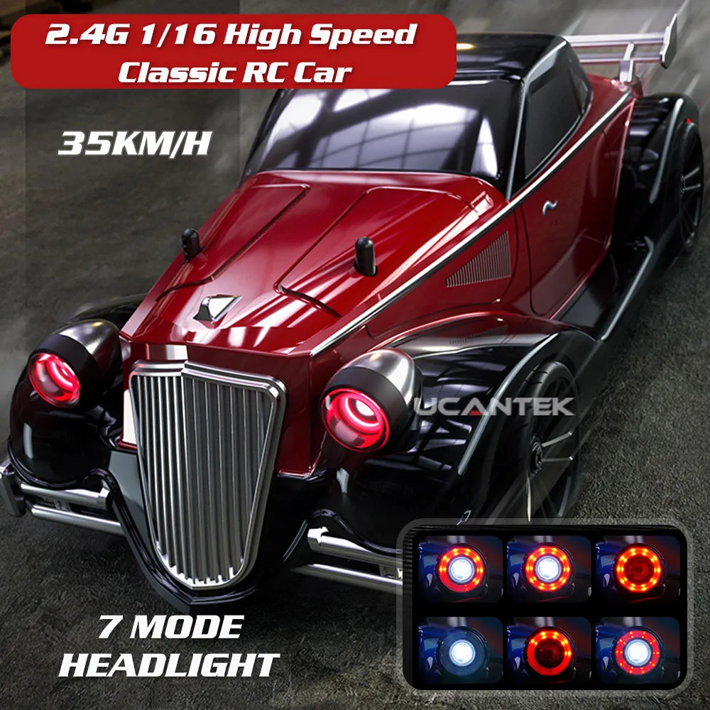 2.4G 1/16 Electric Classic Vintage Drift RC Car 4WD 35KM/H High Speed Racing Remote Control RC Car For Adults