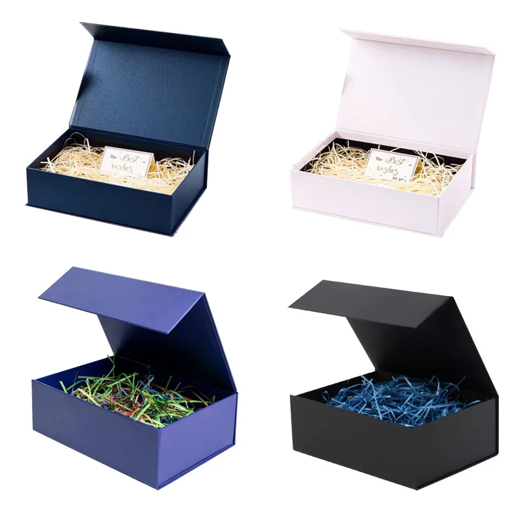 Custom Magnet Luxury Packaging folding gift box with logo shredded paper for gift box