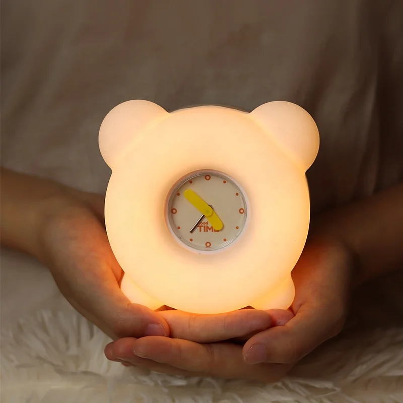 Hot Sale Silicone Clock Silicon Led Night Light Up Toys for Kids Room Led Cute Alarm Clock And Speaker