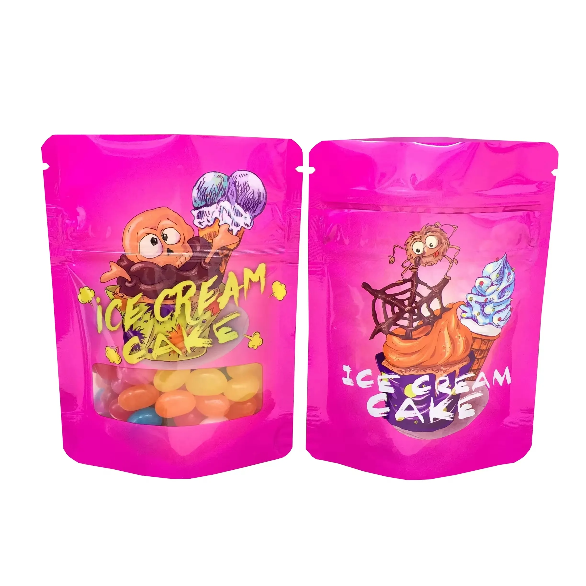 Stock 3.5g Stand Up Child Resistant Edibles Flower Gummy Candy Zip Lock Bag Smell Proof Zipper Heat Seal Pouch With Window
