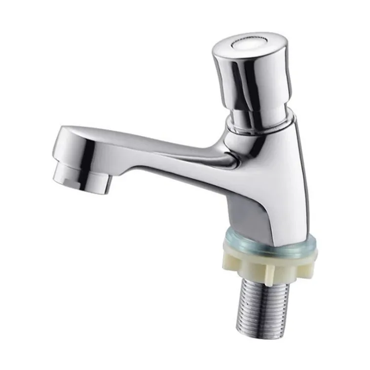 LONGSTAR  Full Copper Time-Delay Single Cold Water Automatic Shut-Off Press-Type Basin Faucet for Public Places