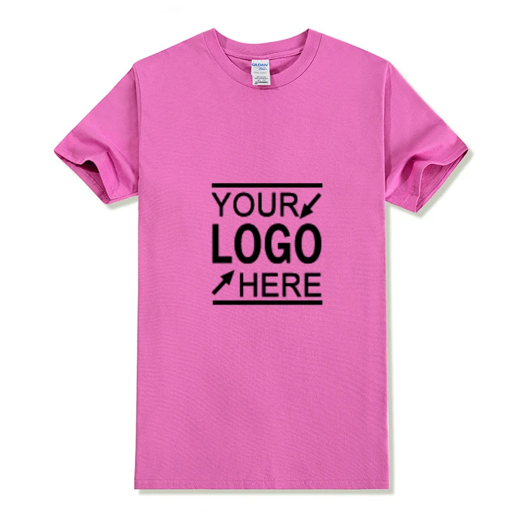 new cheap create your own brand logo and design round neck plain 100% cotton pink t-shirt with short sleeve for summer promotion