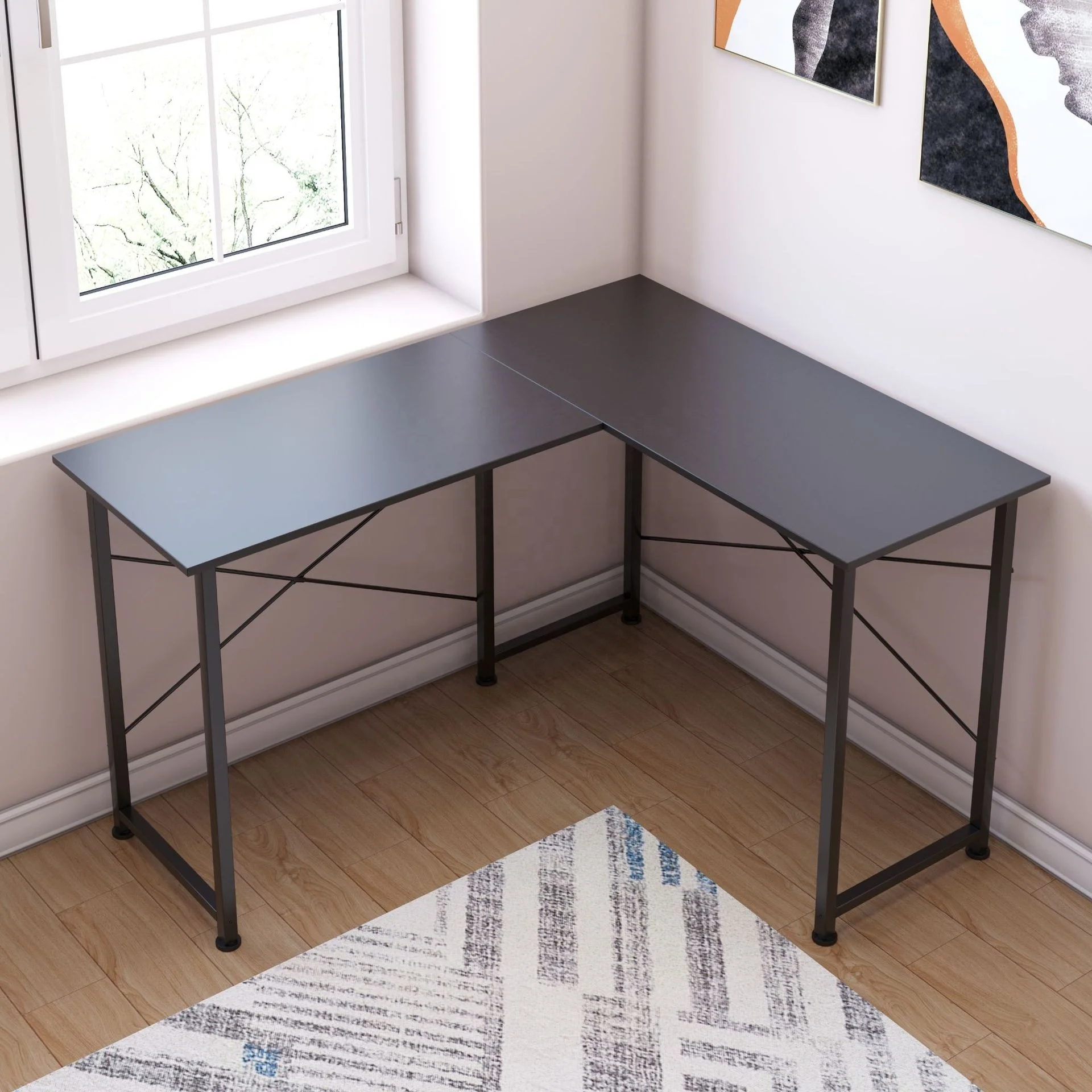 Hot Sale Black L Shape Home Office Corner Computer Desk