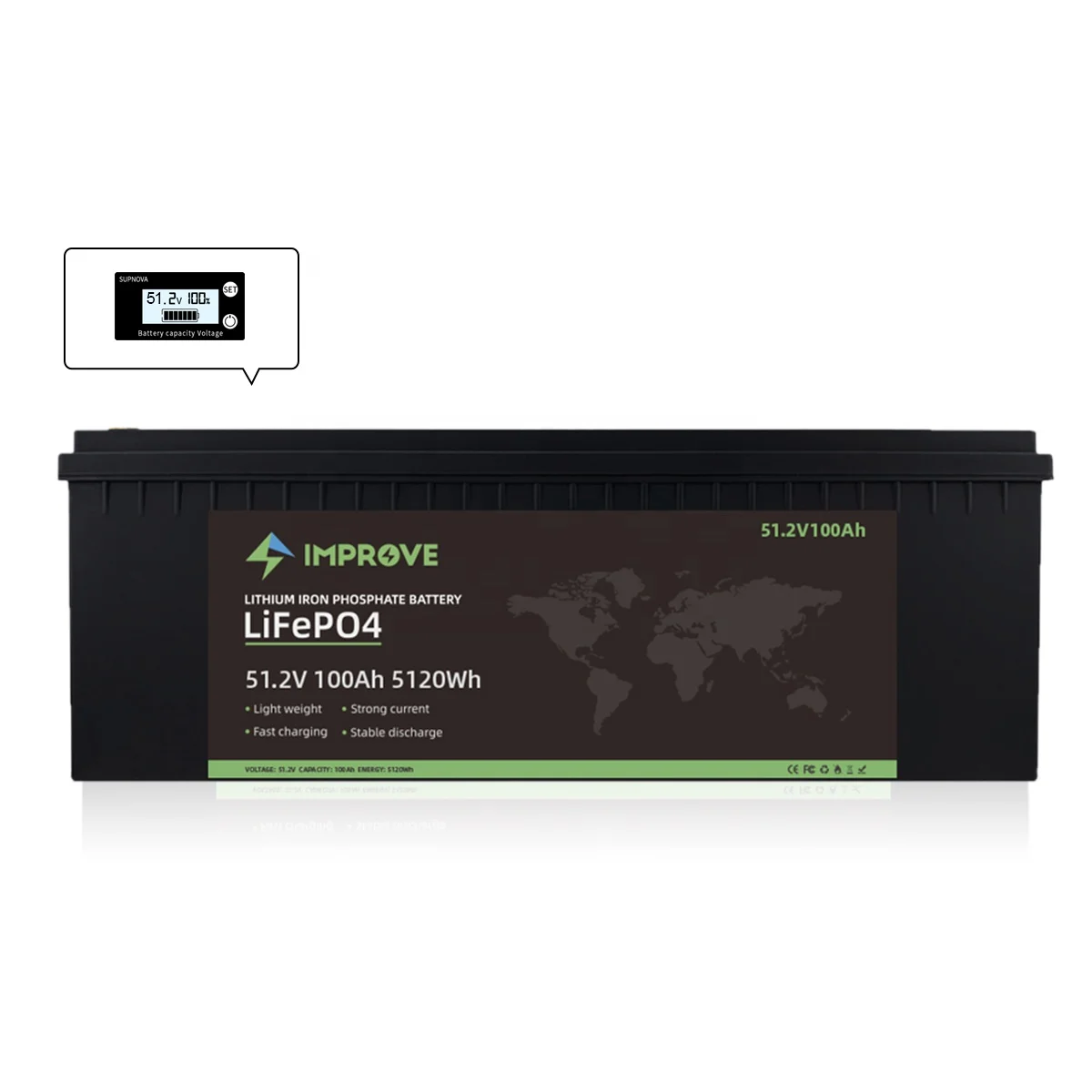 IMPROVE Factory 36V 48V 51.2V 100AH  Lifepo4  Battery Lithium ion battery pack For Solar Energy Storage