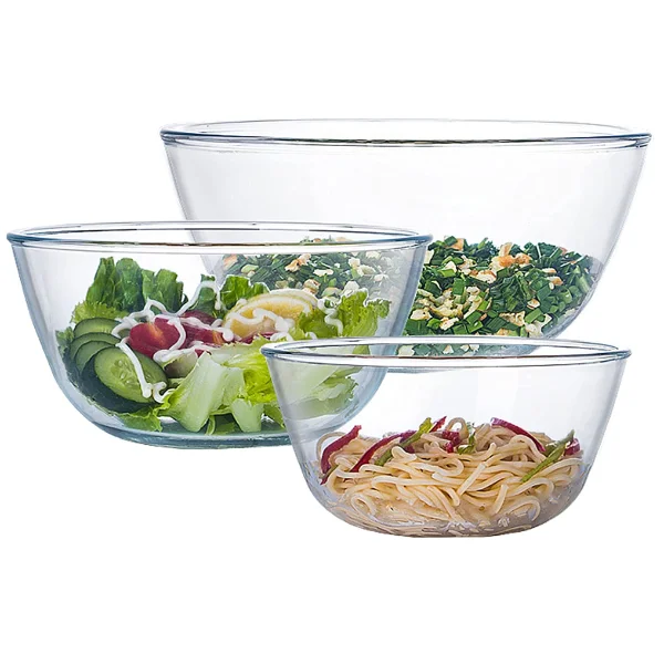 Glass Bowl Glass Salad Bowl for Kitchen Baking Prepping Serving Cooking