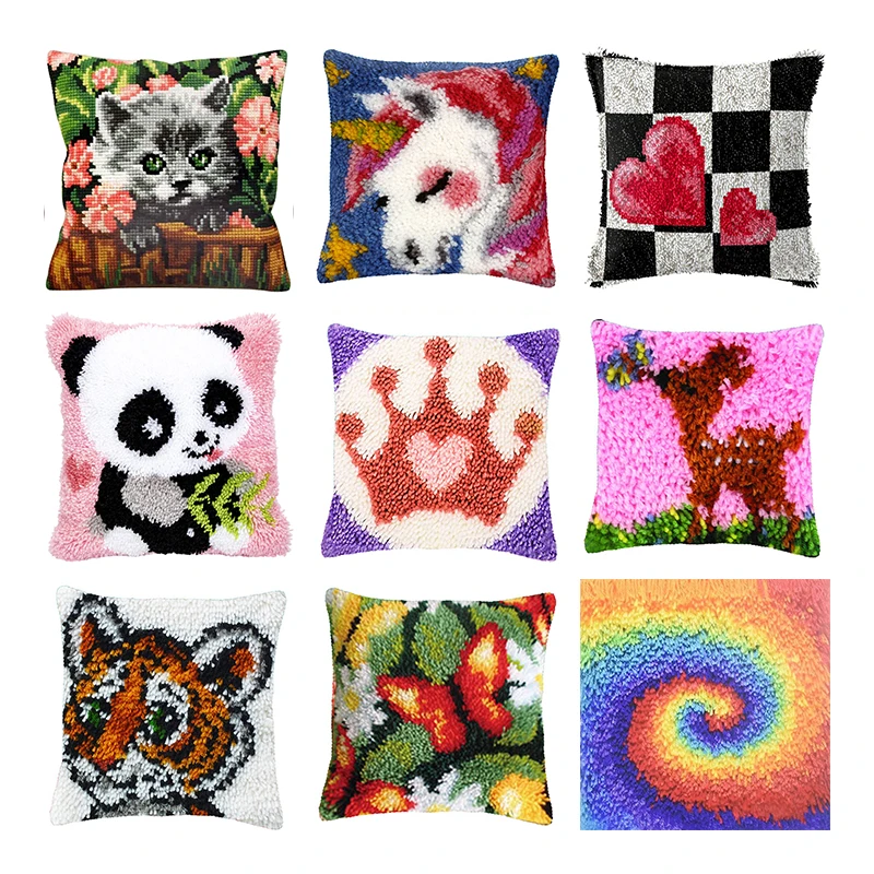 
Cartoon animals embroidery pillow latch hook kits carpet embroidery sale sets cross-stitch pillow do it yourself diy rugs Decor 