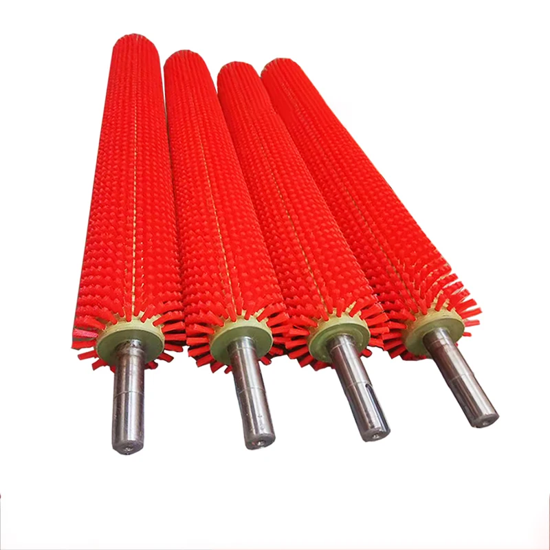 Customized Industrial Nylon Spiral Conveyor Cleaning Roller Brush With Plastic Roller Stainless Steel Shaft ODM Supported