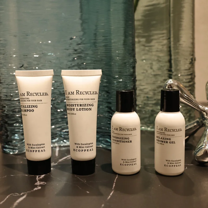 Eco Friendly OEM ODM Luxury Inn Guestroom Supplies Global Recycled Standard Disposable Hotel Amenities Set