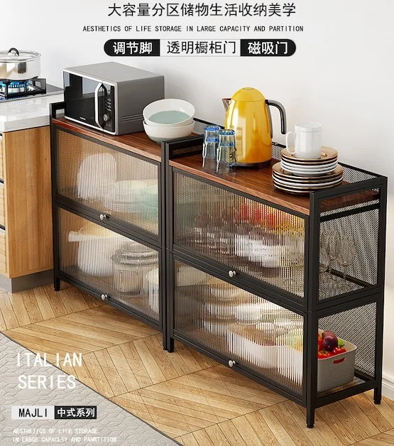 2 Layer Floor-standing Multi-layer Kitchen Shelf  Storage Multifunctional Kitchen Shelf Rack