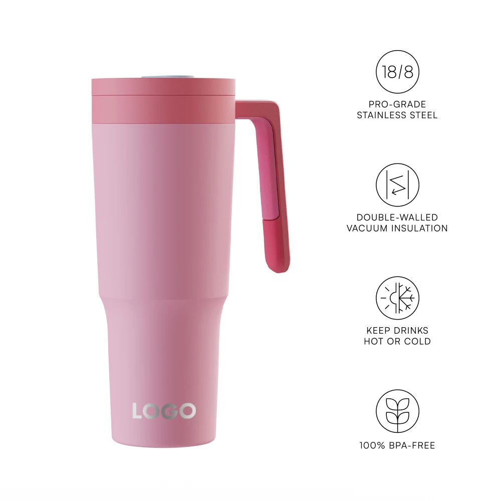 40oz Insulated Tumbler with Handle,Straw ,Fruit Infuser Stainless Steel Double Wall Sweat Proof BPA Free