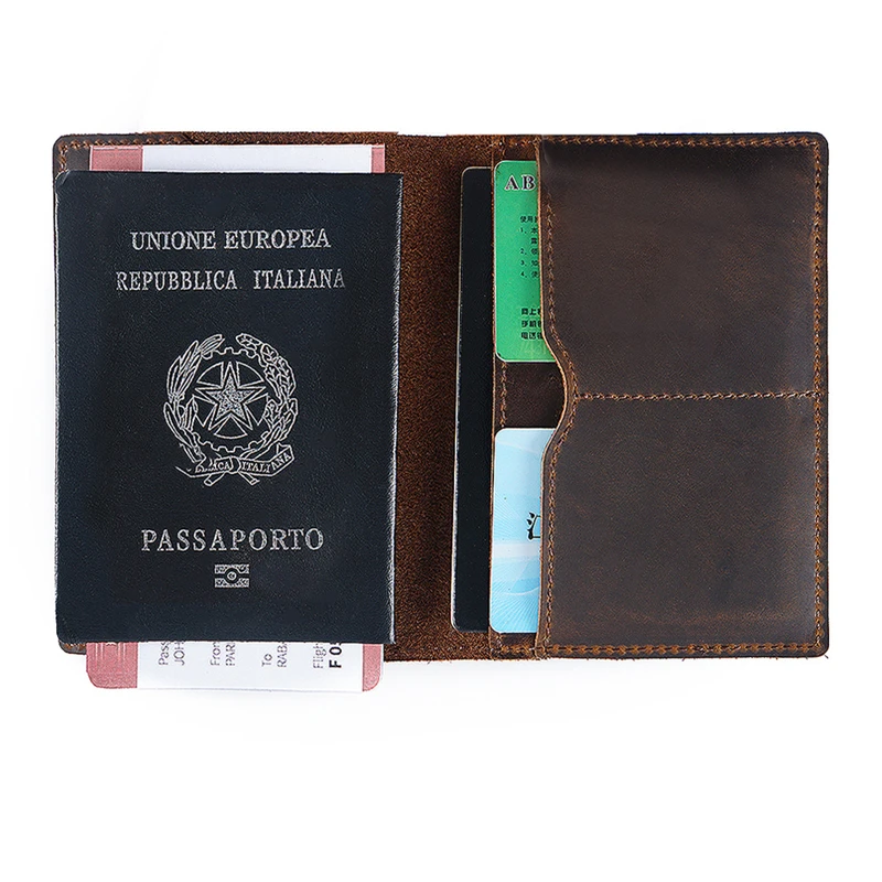 High Quality Retro Custom ID Credit Card Holder Genuine Leather Passport Cover Holder For Unisex