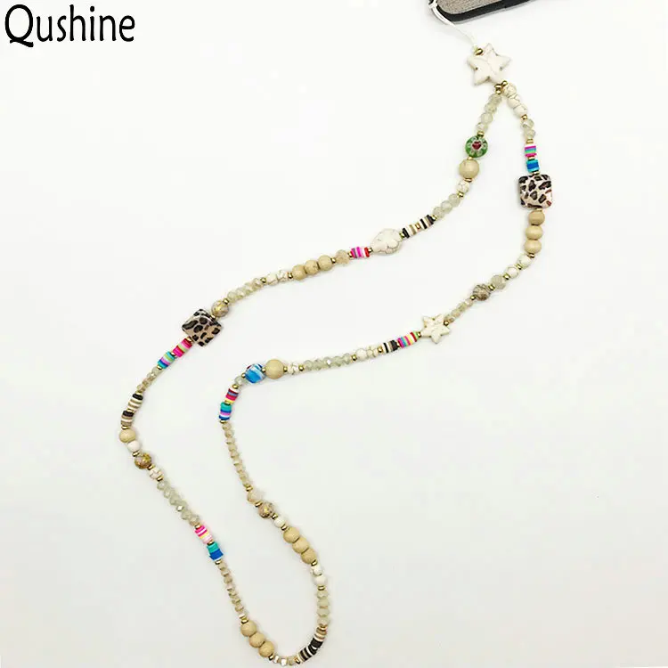  Qushine изготовленное на заказ пластиковое акриловое жемчужное деревянное ожерелье с бусинами чехол для телефона ремешки Шейная цепочка