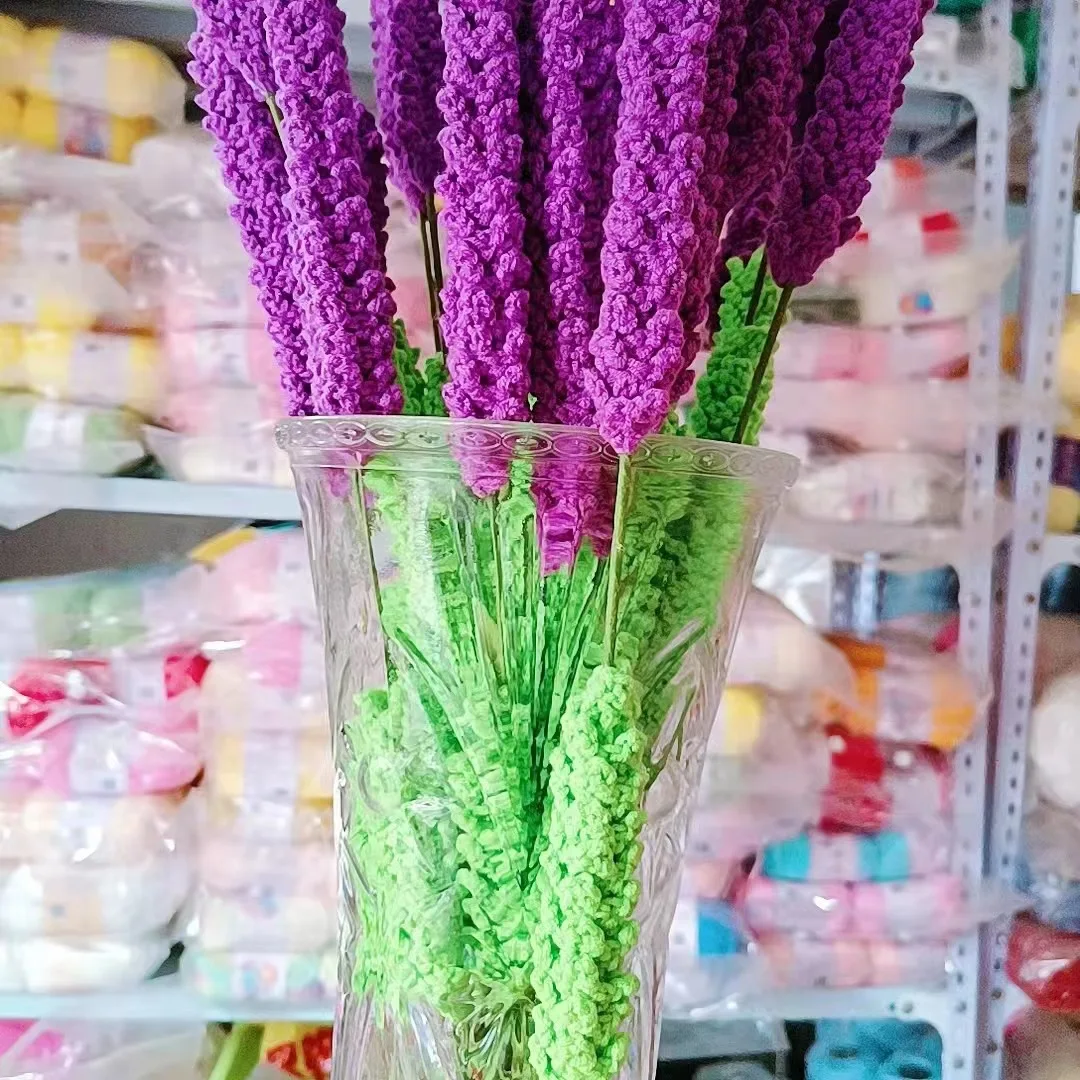 wholesale colorful  Handmade Crocheted knitting woolen yarn Artificial lavender Bouquet for gift