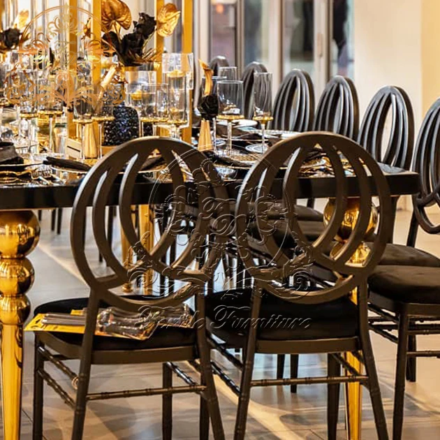 Cross Back Chameleon Matte Black Wedding Chair For Banquet