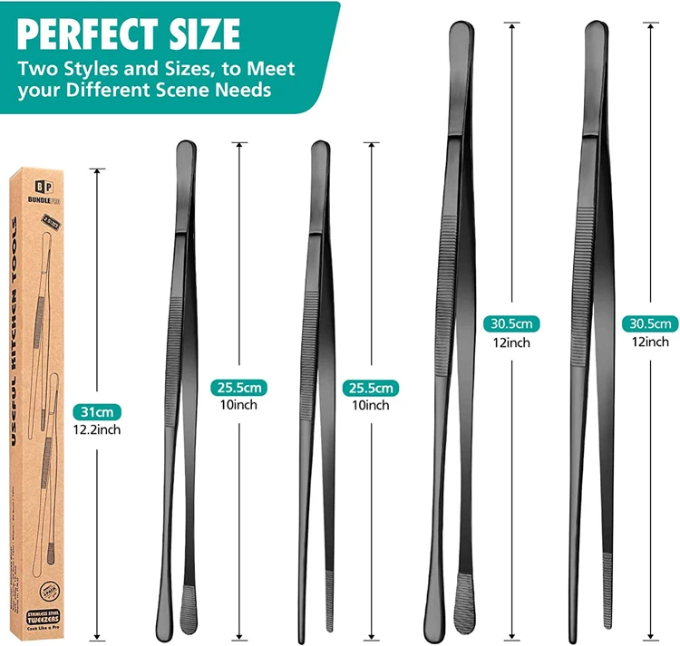 Extra-Long Stainless Steel Tweezers Tongs,Long Food Tongs for Cooking,Repairing,Sea Food