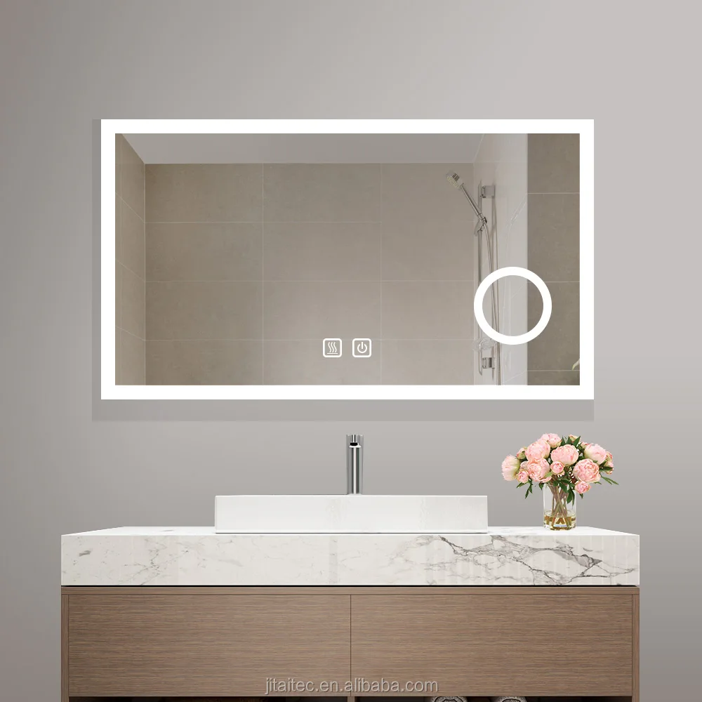 Modern Style Rectangular Backlit Mirror LED Bath Mirror Mounted Bathroom Mirror with Lights