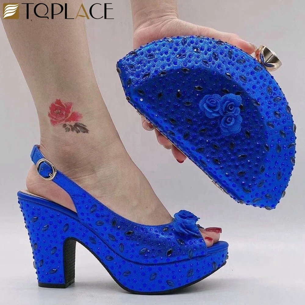 Purple Color  Shoes with Matching Bags High Quality African Shoe and Bag Set For Party In Women Nigerian Shoes and Bag Set