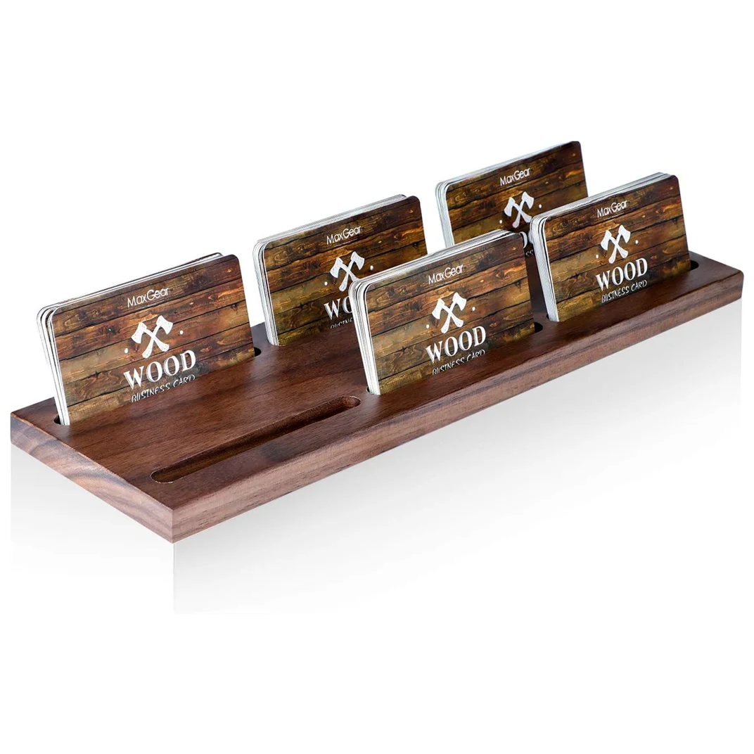 Professional wood desktop business name card holders card display stand for wedding party office (1600262104341)
