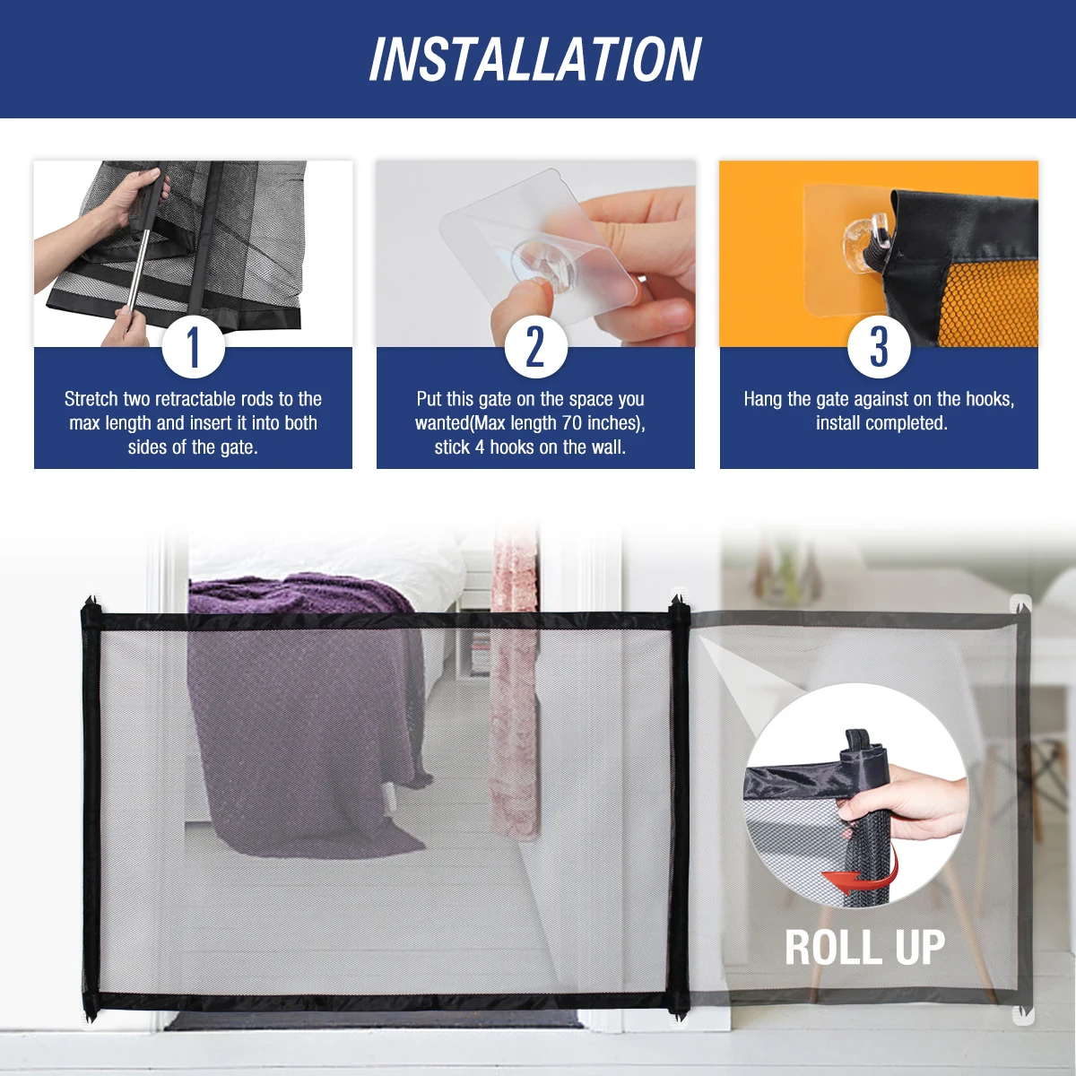 Wholesale Magic Pet Safety Gate Enclosure Portable Folding Pet Isolation Net Safety Guard for Pets Dog Cat