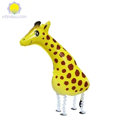 Walking Giraffe Shaped Foil Balloon Cute Giraffe Helium Balloon for Baby Shower Theme Party Decoration Gift Toy