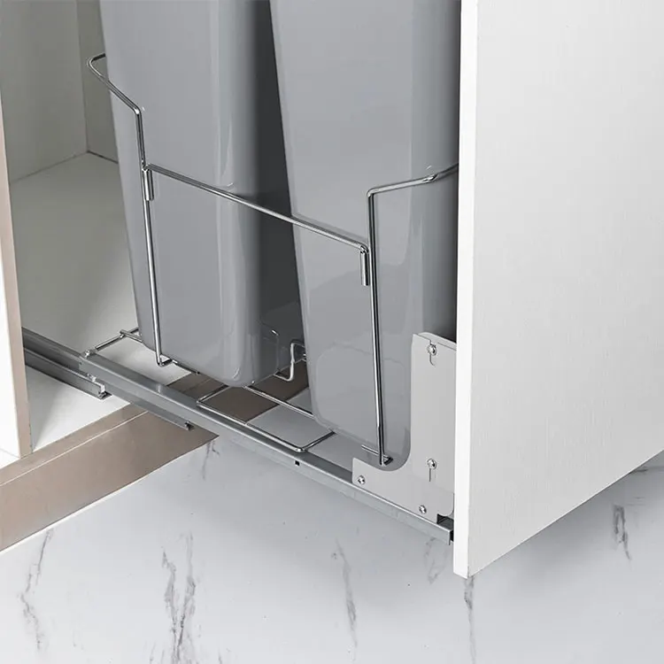 Factory Kitchen Cabinet Classification Organizer Built In Rectangular Waste Bin Pull Out Waste Bin Storage Basket
